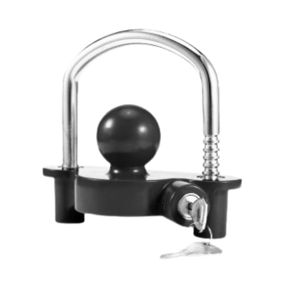 Tropchou Trailer Campervan Anti-Theft Coupler Lock Hitch Ball with Key for Towing (Black)