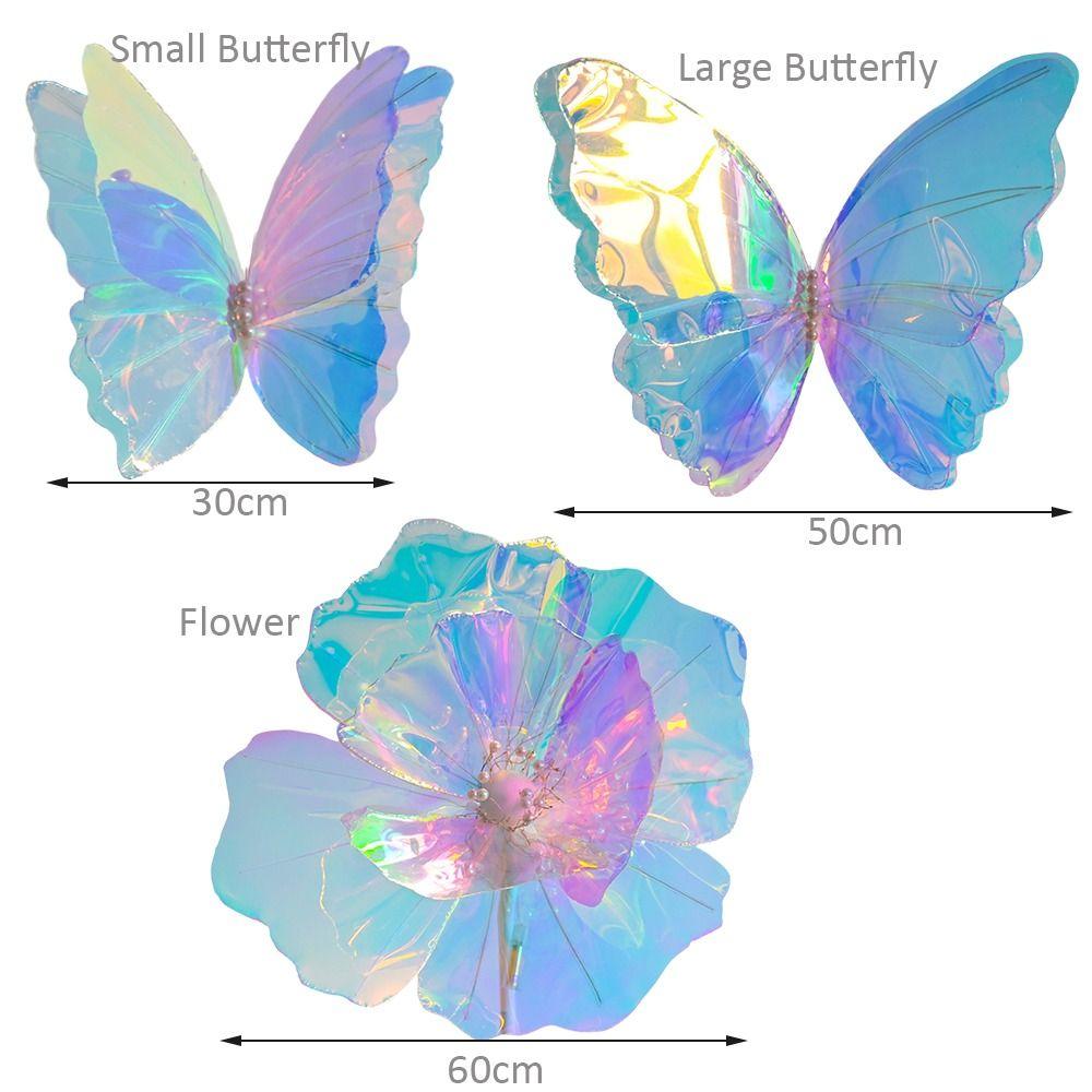 New 3D Holographic Butterfly Colorful Handmade Art Window Display Stage Layout Giant Flower Decor Party Decorations