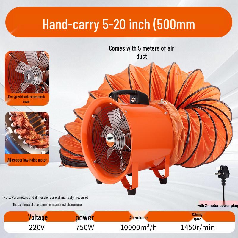 220V Portable Industrial Axial Ventilator: Confined Space Exhaust and Household Blower