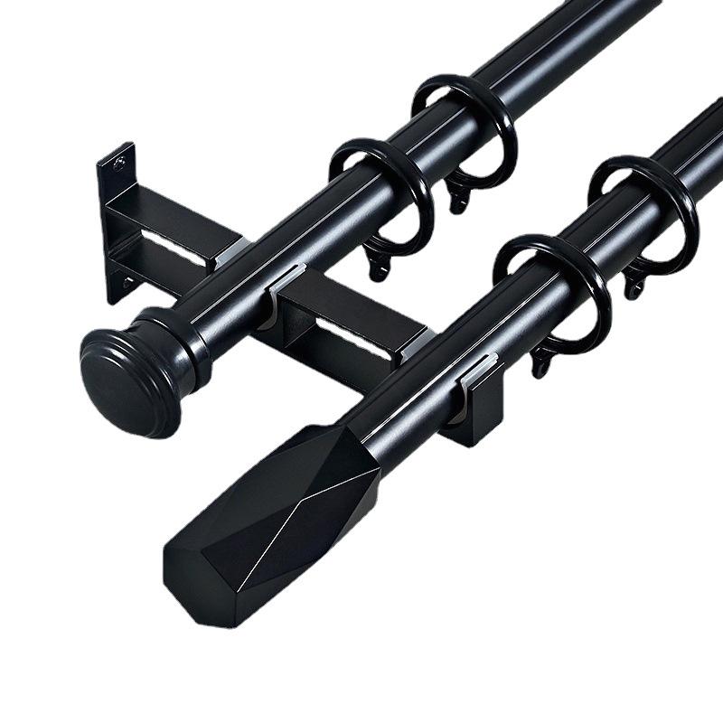 Roman Rod Thickened Aluminum Curtain Rod - Double/Single with Side Mount Track