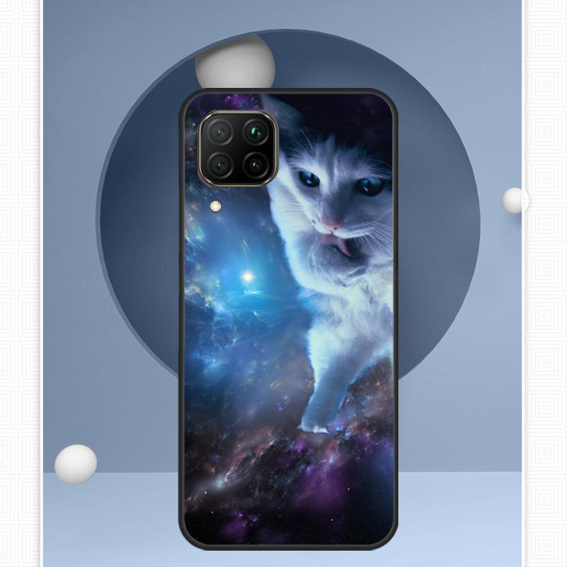 Weltraum Glückliche Katzen Für Huawei Nova Y91 Y60 Y70 Y72 Y90 Y61 12s 12i 11i 8i 10 9 SE P20 P40 Lite P30 P60 Pro Hülle