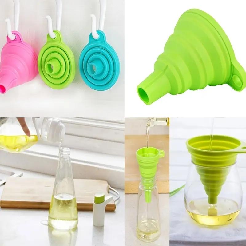 1pc/3pcs Silicone Collapsible Funnel Foldable Funnels For Water Bottle Liquid Transfer Kitchen Gadgets Accessories