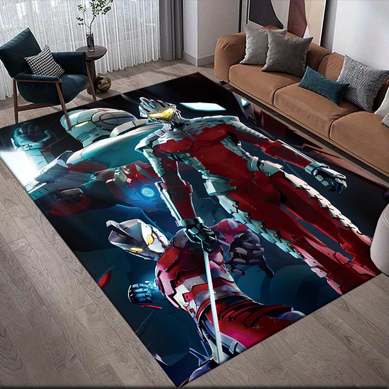 Ultraman Battle Scene Artwork Square Area Rug, Non-Slip Floor Mat for Living Room, Perfect Gift for Ultraman Fans.chl