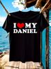Anime Graphic - "I Love My Daniel" Red Heart Design T-shirt