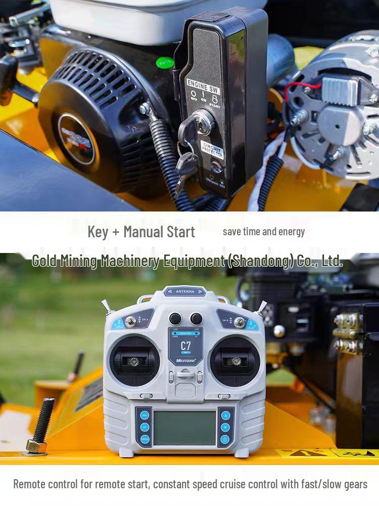 Remote Control Crawler Lawn Mower: Four-Stroke Gas Engine for Mountain Orchards