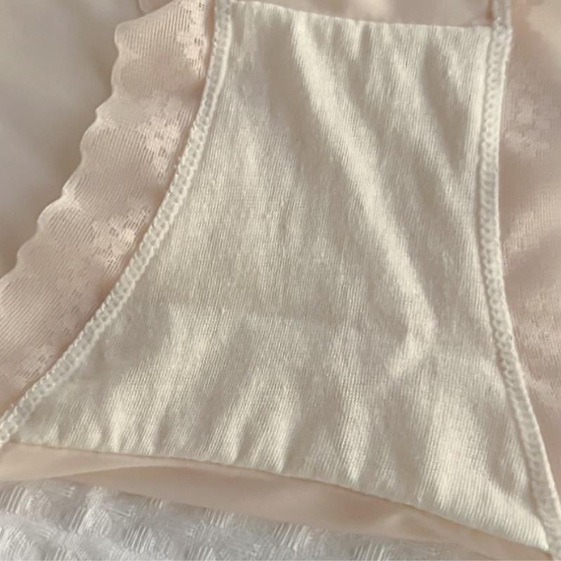 Women Ice Silk Seamless Panties Cream Underwear Sexy Lace Breathable Quick Drying Nude Feel Lingerie