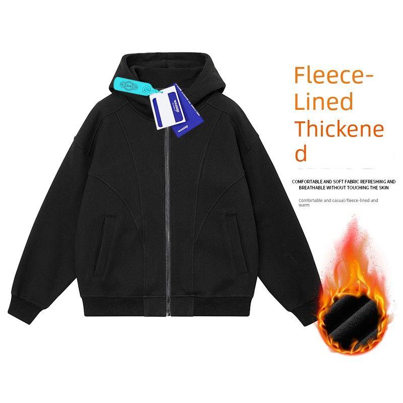 Wassup American-Style Deconstructed Heavyweight Cardigan Sweatshirt for Men, New Loose Casual Couple Hooded Jacket for Autumn and Winter