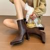 Autumn and winter pointed soft leather thin boots high heel thin short boots women's side zipper black temperament boots