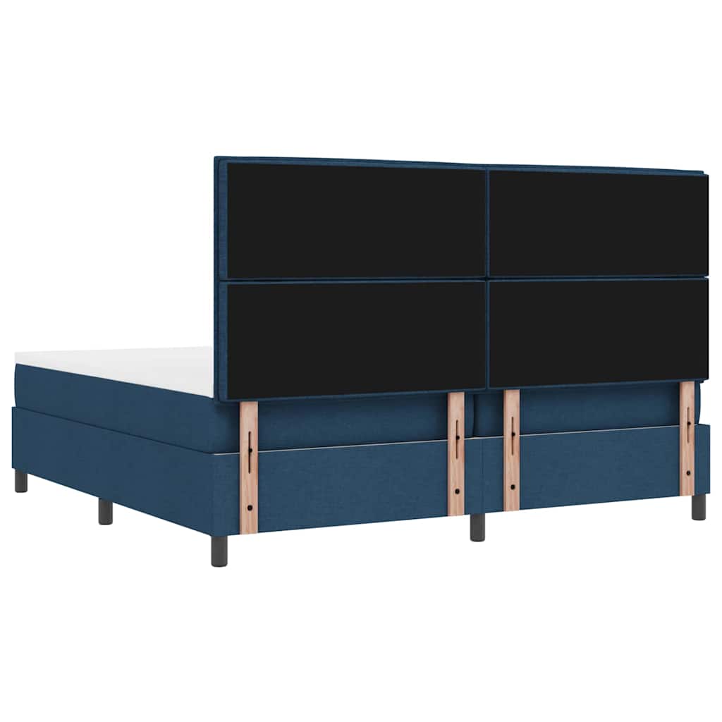 Box Spring Bed with Mattress and Headboard Blue 200 x 200 cm Fabric
