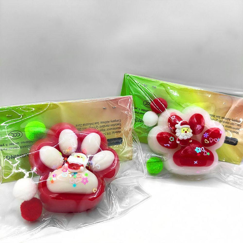 Kneading Cartoon Fidget Toy Slow Rebound Cat Paw Pinch Toy Christmas Cat Paw Squeeze Toys  Children