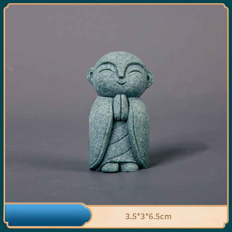 Cute Maitreya Blue Sandstone Ornaments Buddha Statues Garden Mini Ornament Japanese Home Decoration Crafts Figurines & Miniature