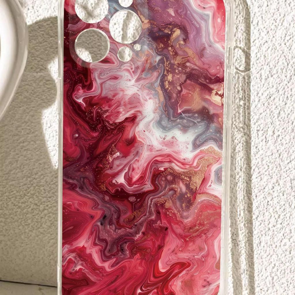 Red Gradient Drop-Proof Transparent Case for iPhone 15/16/17/14 Pro Max