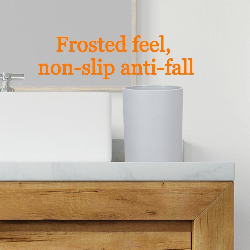 MissFox Set 6 Pezzi Accessori Bagno In Bambù – Dispenser Sapone, Cestino, Portaspazzolino, Scopino E Portasapone – Grigio - 4