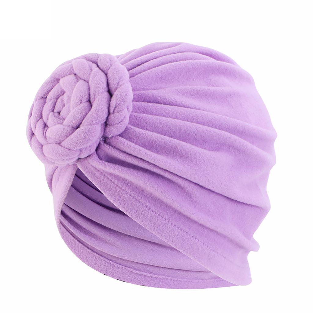 Women Turbans Hat Flower Knot Pre-Tied Twisted Braid Headwear Elastic Solid Color Handmade Bandanas For Women Gifts
