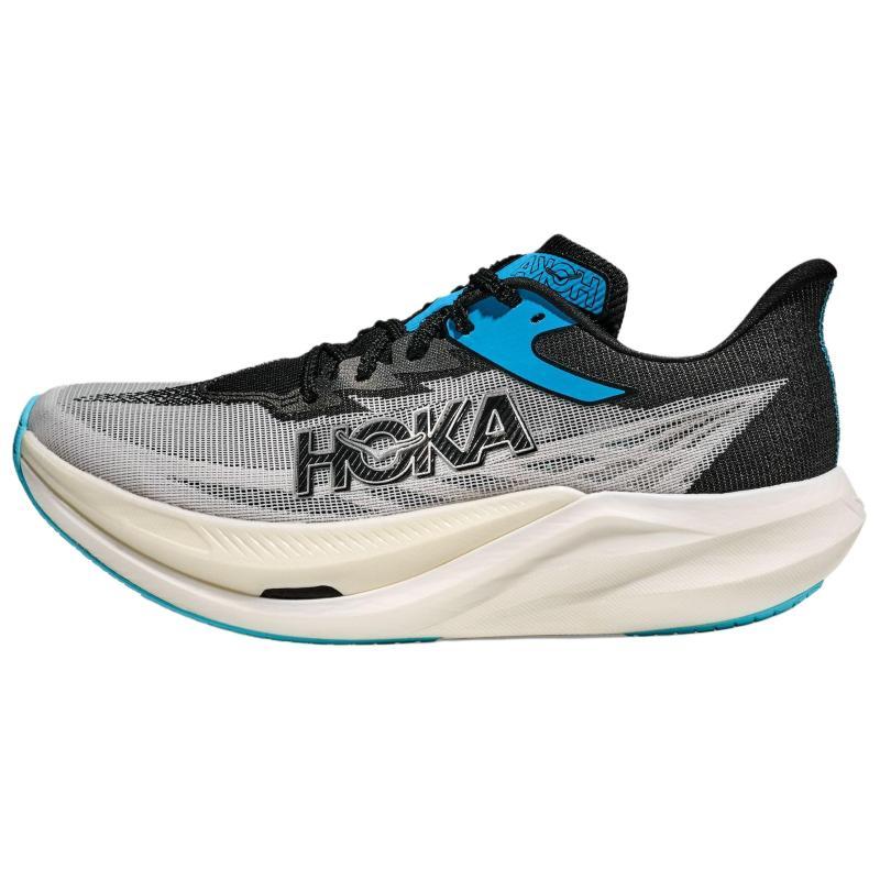 HOKA ONE ONE Rocket X Breathable Support Low Top Casual Running Shoes Unisex Gray Black Sneakers 1168724-WBLC 39⅓