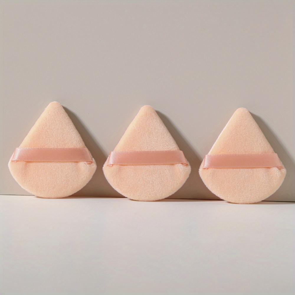 Set de 3 pufuri tip evantai, puf moale din catifea cu bretele, instrumente de machiaj facial perfecte pentru artiștii de machiaj începători