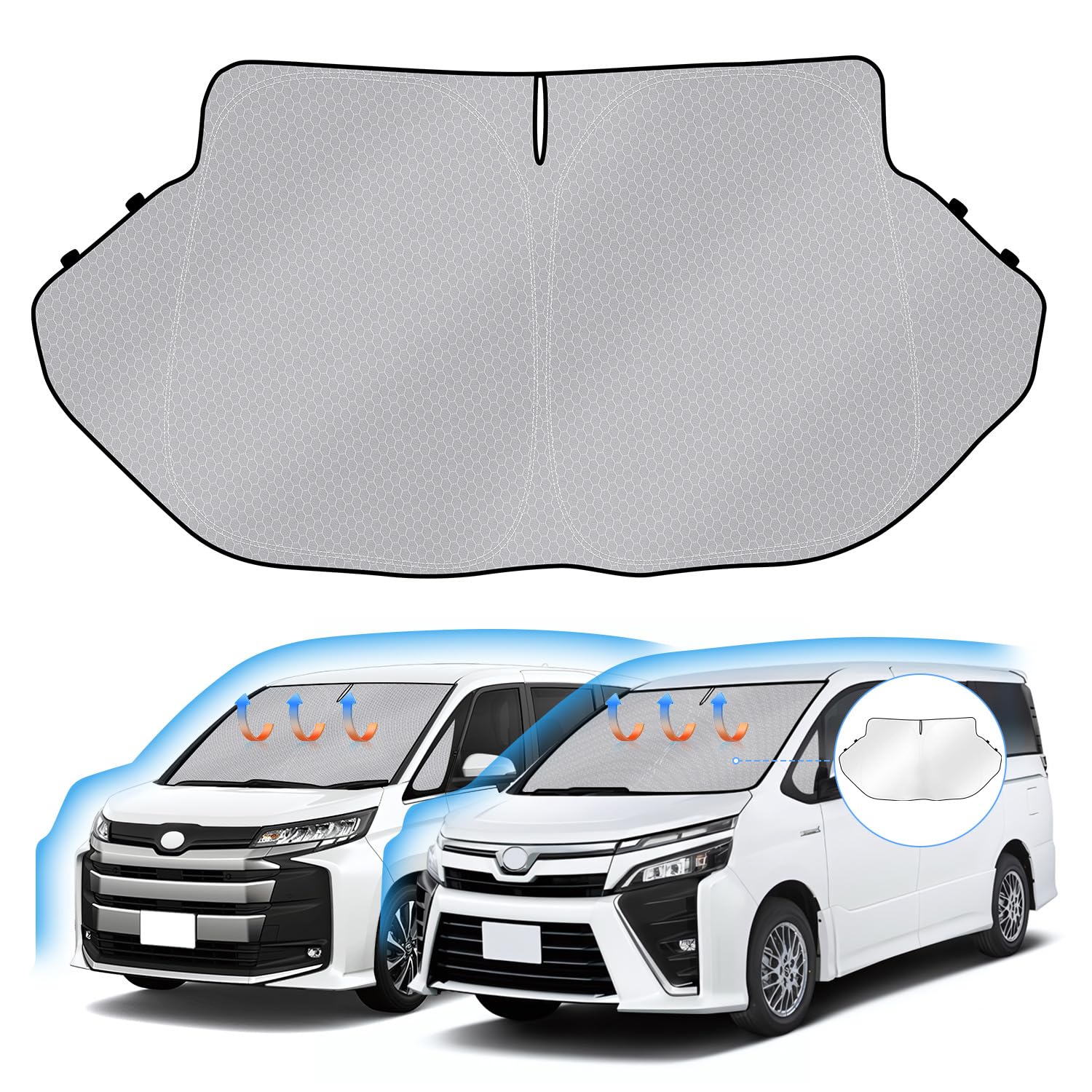 

Солнцезащитный козырек на лобовое стекло Toyota Voxy Noah 80 серии VOXY NOAH 80 Автомобильный солнцезащитный козырек с треугольным окном Защита от УФ-лучей Затемняющий козырек Солнцезащитный козырек с ручкой Солнцезащитный козырек серый