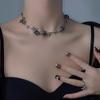 Vintage Personalized Camellia Pendant Necklace Women's Punk Metal Black Popular Design Necklace Jewelry Gothic Gift
