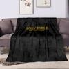 Holy Bible Cover Design, Black & Gold Patterned flannel blanket perfect for the bedroom living room, sofa, or a little nap