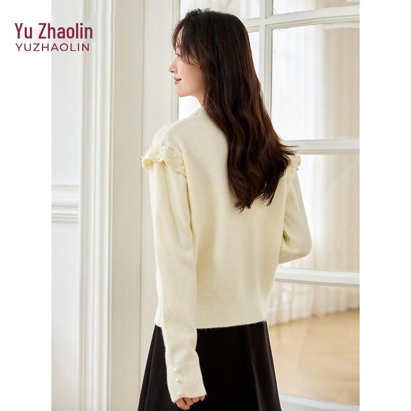YUZHAOLIN Women's Elegant Pearl Knit Sweater