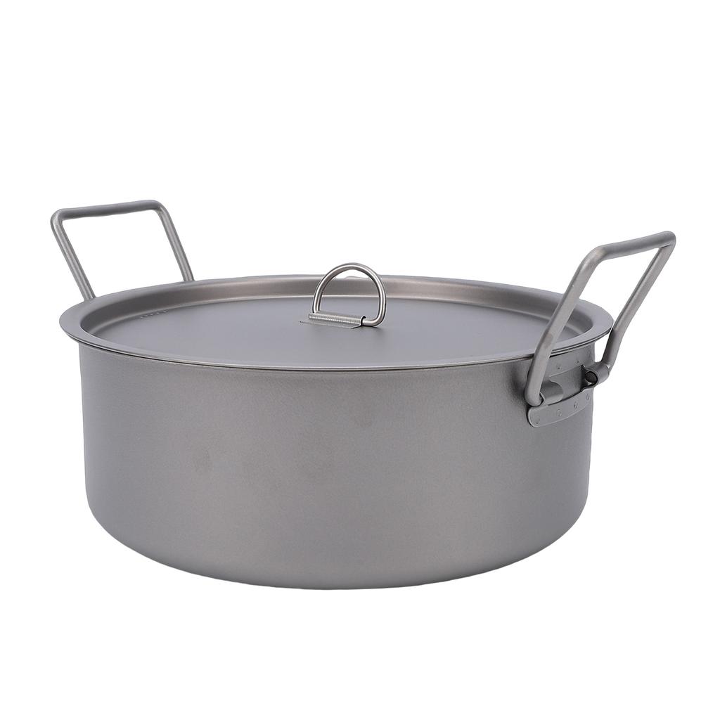 Ti Stockpot 2.3L Lightweight Portable Multipurpose Soup Pot with Dual Handles for Outdoor Camping Hiking Fishing