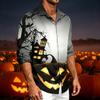 Men's Casual Long Sleeve Shirt with Halloween Print for Spring Fall