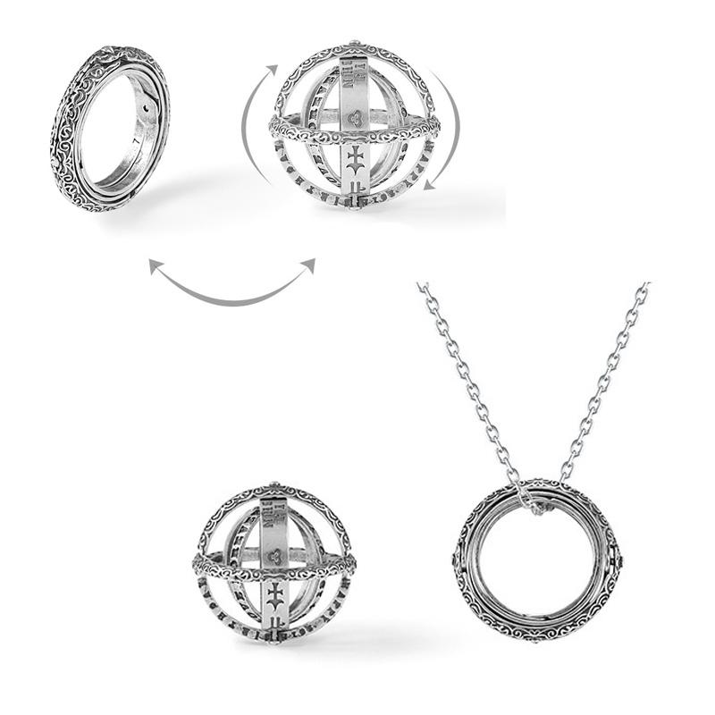 1PC Bague Balle Cosmique Collier Inversé Bijoux Style Rétro Métamorphique pour Hommes Femmes Bague Balle Astronomique