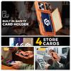 Shockproof Protective Wallet Case with Card Holder, Kickstand and Sliding Camera Cover for iPhone 17 Pro-Orange