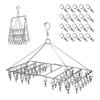 BTtime Stainless Steel Clothes Peg Clothes Clothes Clothes Drying Convenient 52 Pegs 20 Spare Pegs Hanger, Pegs, Hanger, Rack, Foldable, Storage, +