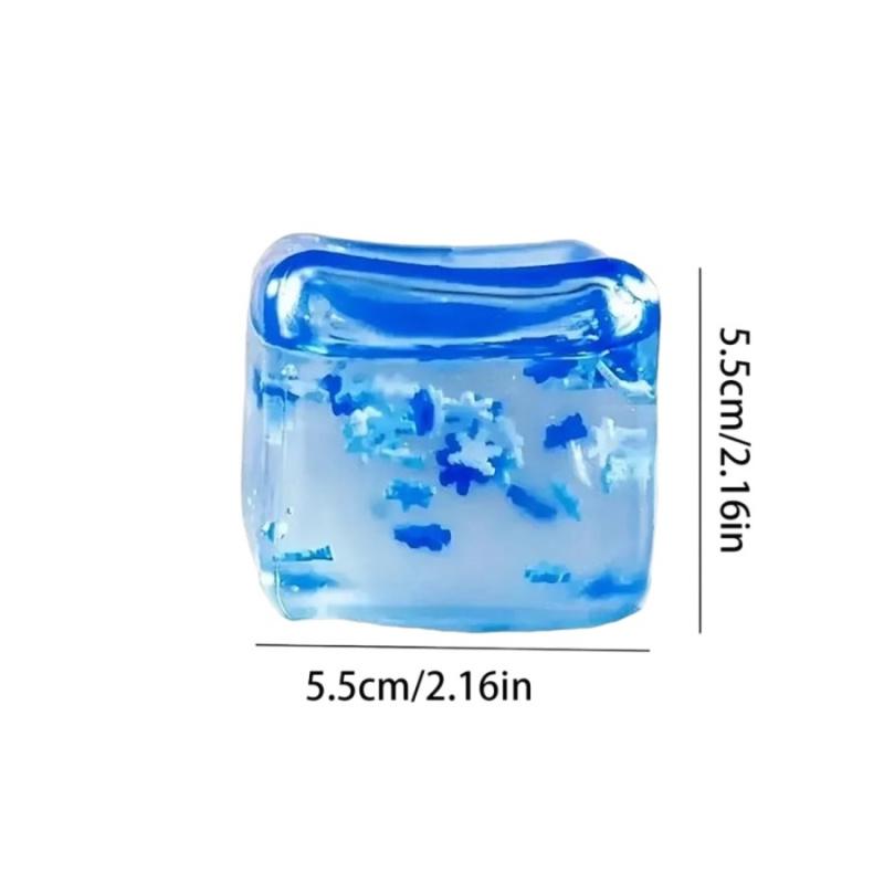 1pc Ice Cube Stress Ball Blue Snowflake Maltose Squeeze Toy Rebound Fidget Anxiety Relief Toy For Office Favor Classroom Gift