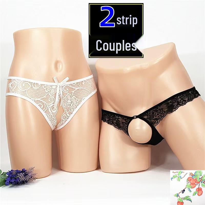 Flirty Couples Underwear - Matching Fun & Playful Designs with Open Crotch Feature.