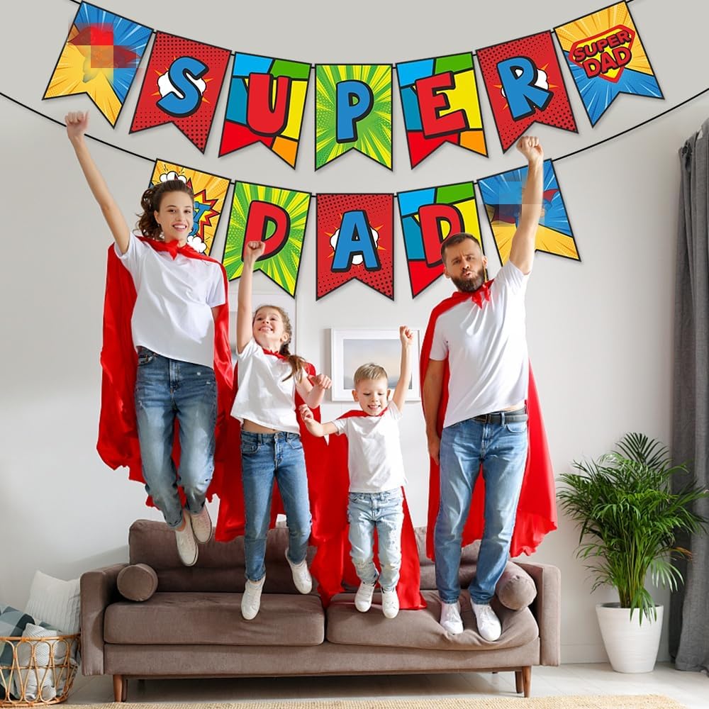 Supper Dad Banner, Happy Father's Day Banner, Happy Dad's Day Decorations, Best Dad Father's Birthday Garlands Decorations for Fathers Day Home Decor