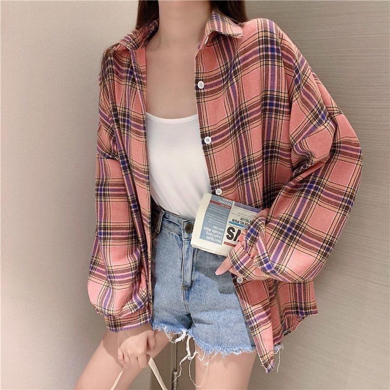 Neue Damen Retro Karierte Hemdjacke - Lässiger Frühjahrs- und Herbststil