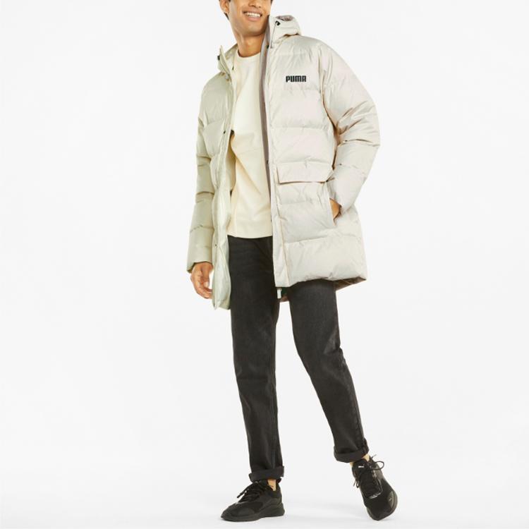 Puma Solid Down Long Logo Hooded Down Jacket Men Outerwear White 846326-73