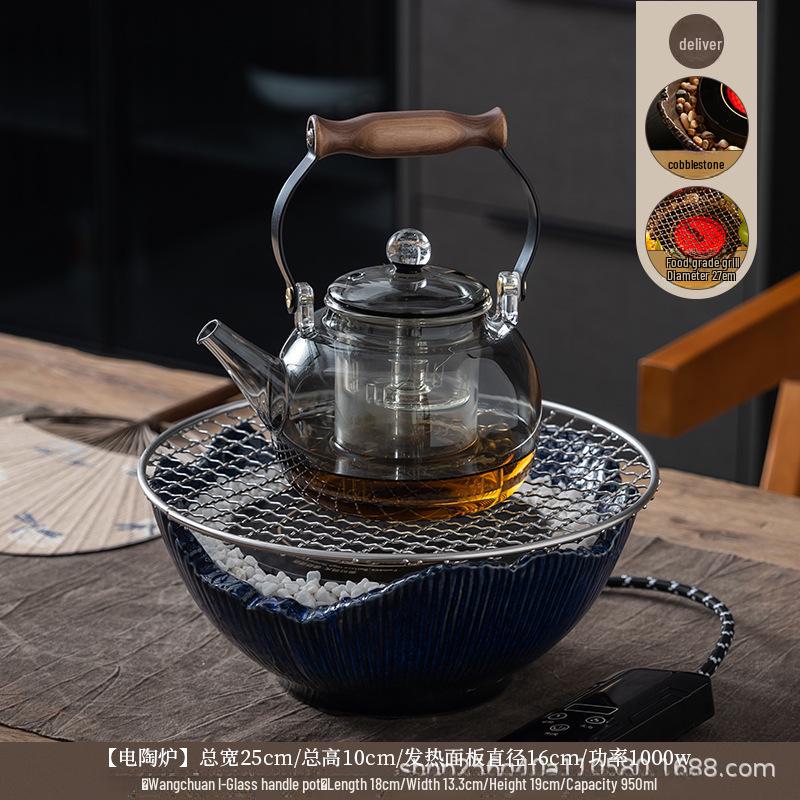 Electric Ceramic Tea Set with Induction Cooker: Glass Water Boiler and Steamer for Health Tea Brewing