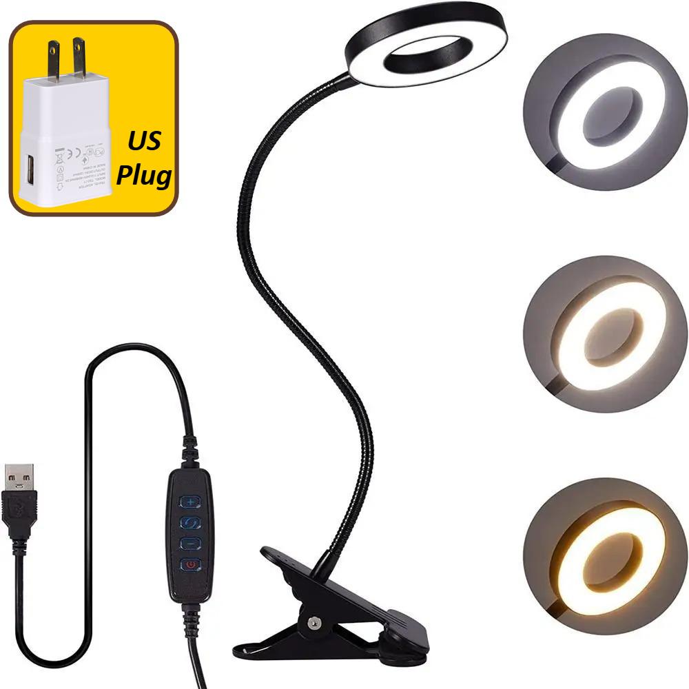 48 LEDs Desk Lamp Clip USB Book Light Bedside 360° Flexible Eye Protection Gooseneck Reading Light Brightness Adjustable 3 Leve