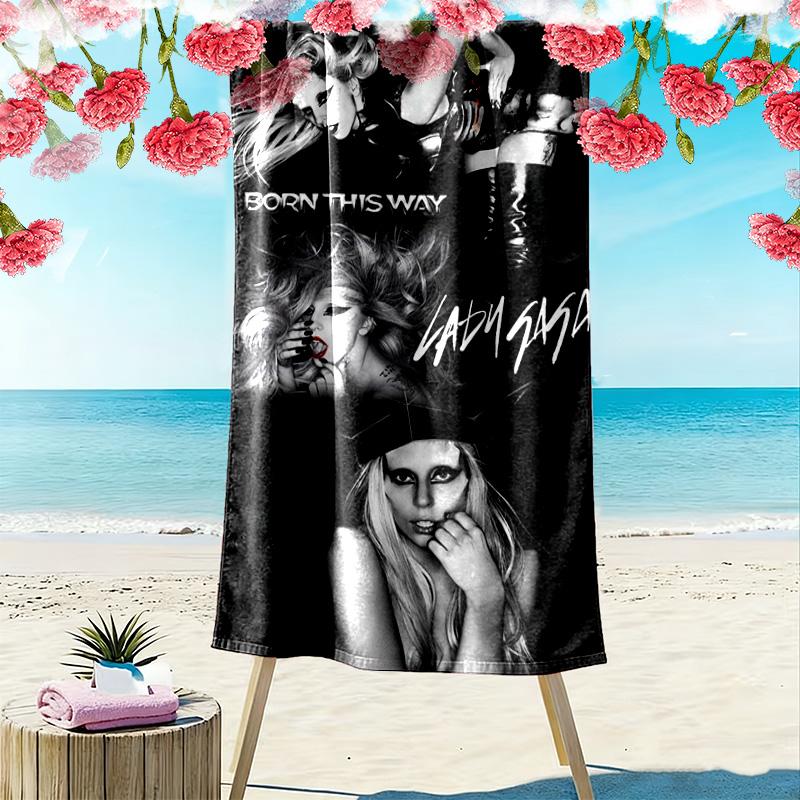 Gaga Poster Druck Strandtuch, Großes Weiches Schnelltrocknendes Handtuch für Strand Camping Schwimmen