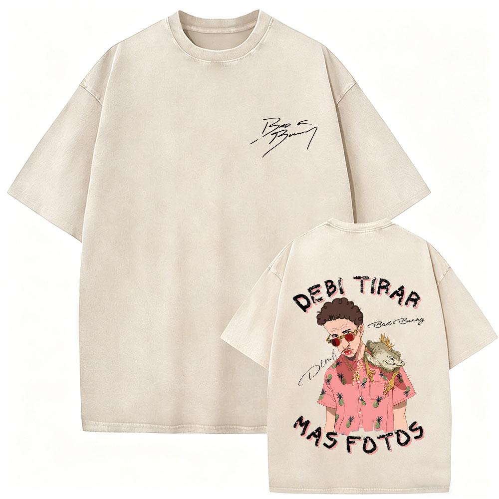 

Rapper Bad Bunny Debi Tirar Mas Fotos DTMF Vintage Washed Tshirt Mens Women Clothing Hip Hop Fashion Trend T Shirt Streetwear 2XL