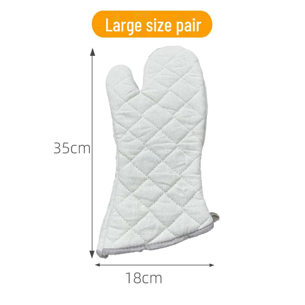Extended Heat-Resistant Cotton Oven Gloves - Thickened for Kitchen, Microwave, Baking, and Anti-Scalding Protection