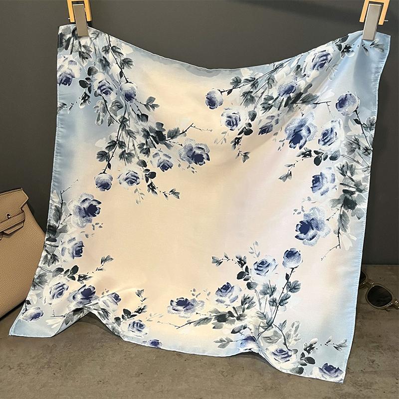 Luxury Silk Feeling Square Scarf Women  Print Satin Neckerchief Spring Hair Band Foulard Bandana Echarpe Tie Shawl Wraps