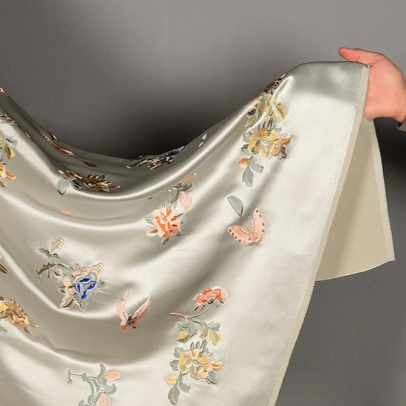 Embroidery Acetic Acid Silk Fabric Jacquard Cheongsam Dress Clothing Designer Wholesale Cloth Diy Sewina By Half Meters Material