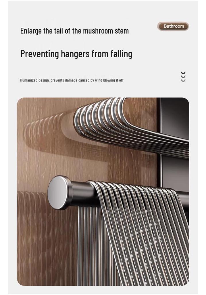 Wall-Mounted Punch-Free Clothes Hanger and Storage Rack
