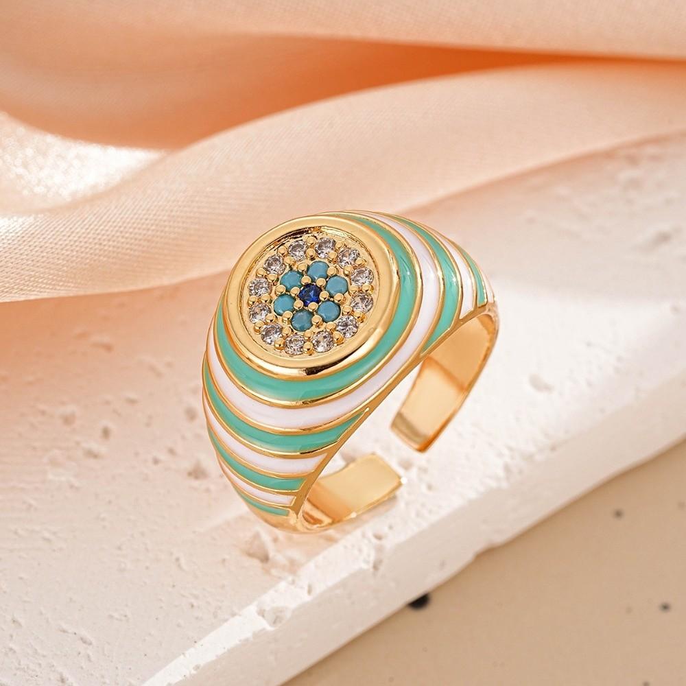 Zinc Zinc Alloy Copper Devil's Eye Ring Vintage Opening Finger Ring Glaze Luxury Ring  Clothes Accessories