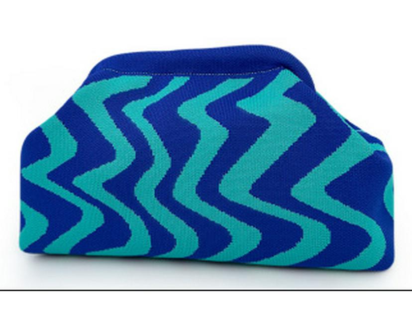 2025 Nuova Borsa a Maglia a Grande Capacità con Motivo a Righe, Versatile Color Block Flyknit