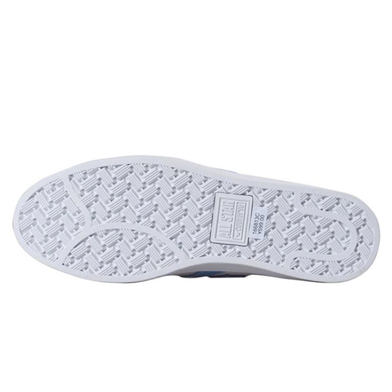 Converse Cons Pro Leather Comfortable Non-Slip Shock Absorption High-Top Board Shoes Unisex White Blue