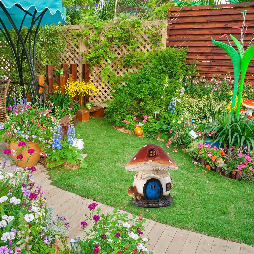 13cm Harz Pilzhaus Gartenornament Dekoration