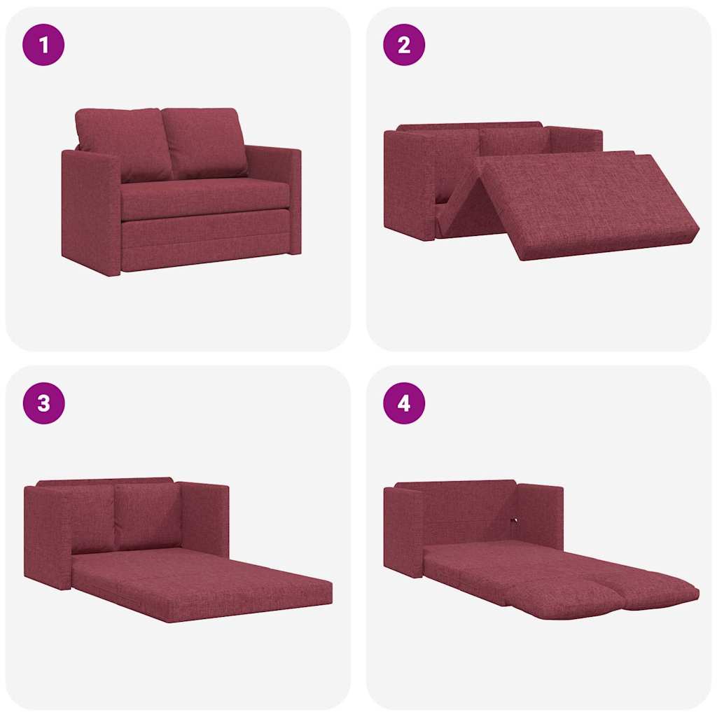 Floor Sofa with Sleeping Function Burgundy 112x174x55 Cm Fabric