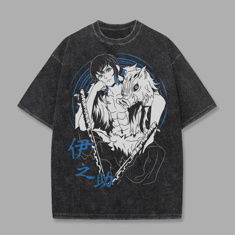 

Demon Slayer Hashibira Inosuke Printed Tee Men Women Manga Cotton T-shirts Vintage Washed T Shirt Harajuku Male Oversized Tshirt XXL чёрный