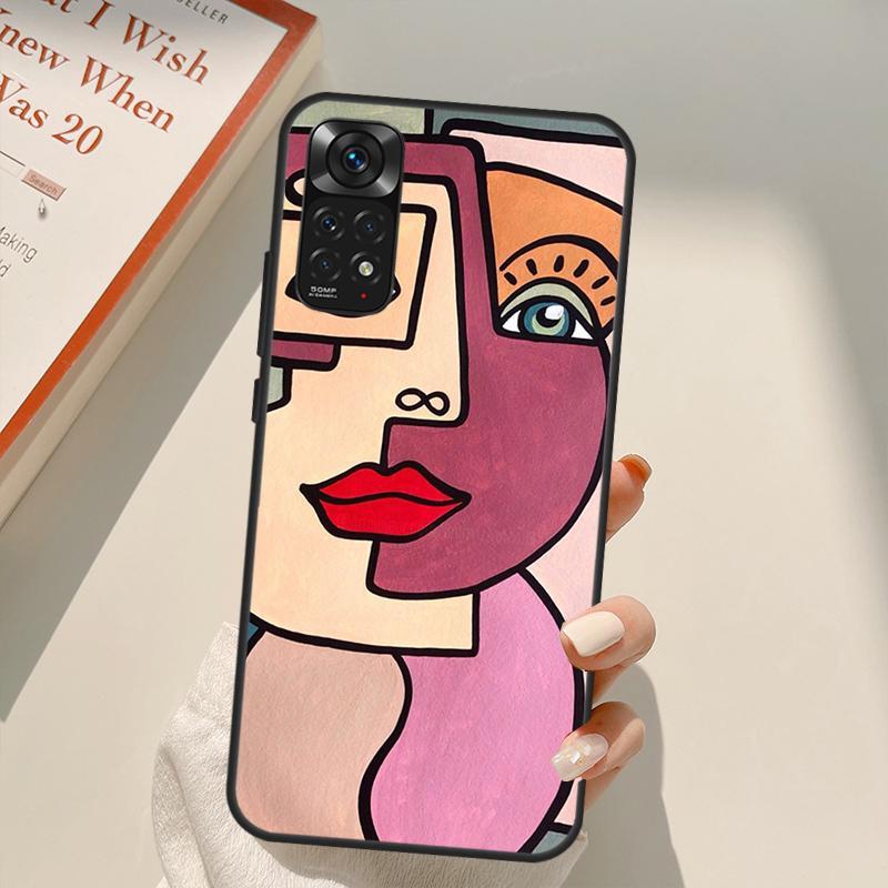 Abstract Portrait Art Painting Case For Xiaomi Redmi Note 11 10 Pro 8 9 9S 10S 11S 9A 9C 10A 10C K40 K50 Gaming Cover