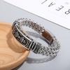 Vintage Mystic Symbols 21cm Woven Homme Bracelet Men's Stainless Steel Mesh Chain Bracelets Chunky Trendy Jewelry Gift